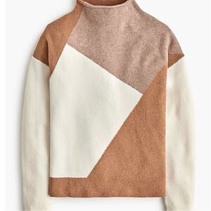J. Crew Factory Geometric Colorblock mockneck sweater in extra-soft yarn Size M